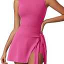 ATTRACO Tennis Dress Golf Outfits for Women Sleeveless Side Slit Active Dress Workout Romper Dresses, Size Small