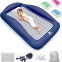 Sleepah Inflatable Toddler Travel Bed Portable Kids Air Mattress Set w Safety Rail Guards for Kids & Toddlers  Includes Pump, Carry Case, Pillow & More - Perfect Transitional Cot Coral (Grey)