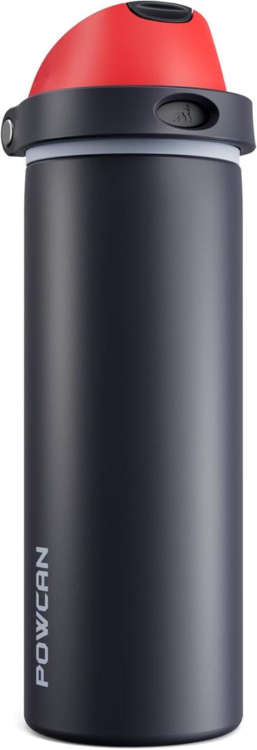 POWCAN 24 oz Stainless Steel Water Bottle: 2-in-1 Push-Button Spout & Quick-Flip Straw, Leakproof, Cold 24Hrs, Fits Car Cup Holder, Insulated Vacuum Flask for Sports, Trip, School Gift (Storm Hammer)