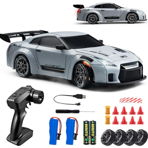 RC Drift Car, 1:24 Scale Remote Control Vehicle with LED Lights, 2.4GHz 20KM/H 4WD High Speed RC Cars, Drifting Tires＆Two Batteries, Racing Sports Toy Idea Gift for Adults Boys Girls and Kids