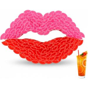 2 x Potchen 50 Pcs Plastic Straws Disposable Drinking Straw Bulk for Summer Hawaii Game Fruit Party Supplies(Red,Hot Pink,Lips)