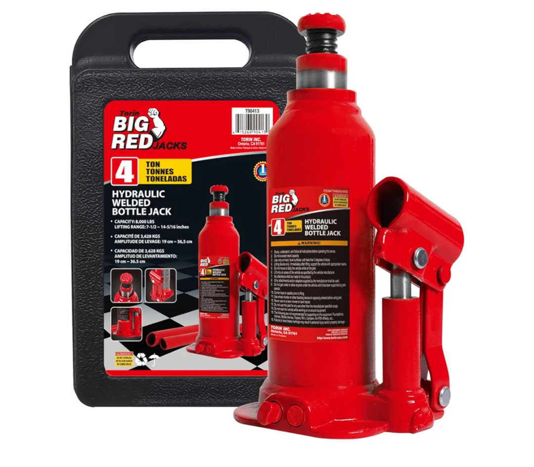Torin T90413 Big Red Hydraulic Bottle Jack with Carrying Case, 4 Ton (8,000 lb) Capacity