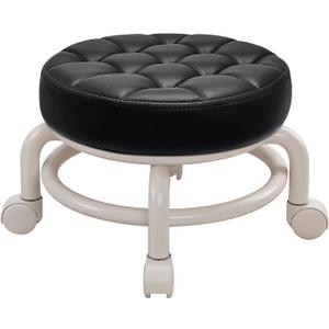 360 Rotating Low Stool, Rolling Pulley Low Stool with Wheels, Shoe Changing Makeup Cleaning with Wheels, Pedicure, Massage SPA and Home (Black)
