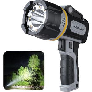 Rechargeable Spotlight 100000 Lumen, Super Bright LED Spotlight Flashlight with COB Light & Foldable Stand, Long Lasting Large Handheld Spot Light for Boating Camping Boat Marine