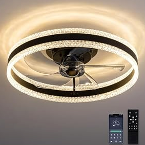  Ceiling Fans with Lights and Remote, 6 Winds Speeds, 20” Low Profile Ceiling Fan 3000-6000K Dimmable LED Light for Bedroom, Living Room, Dining Room and Kitchen