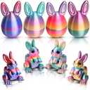 2 x 4PCS 3D Printed Animals with Eggs, Prefilled Egg with Articulated Rabbit Fidget Toys Inside, Party Favors, Classroom Prizes, Goodie Bag Fillers