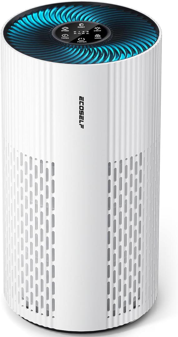 Air Purifiers for Home Large Room, with 20dB Sleep Mode, 360 Air Intake & Outlet, HEPA Air Purifier for Bedroom Pets Cover Up to 1076 Ft, Air Cleaner with 7 Color Light, HAP604, Bright White