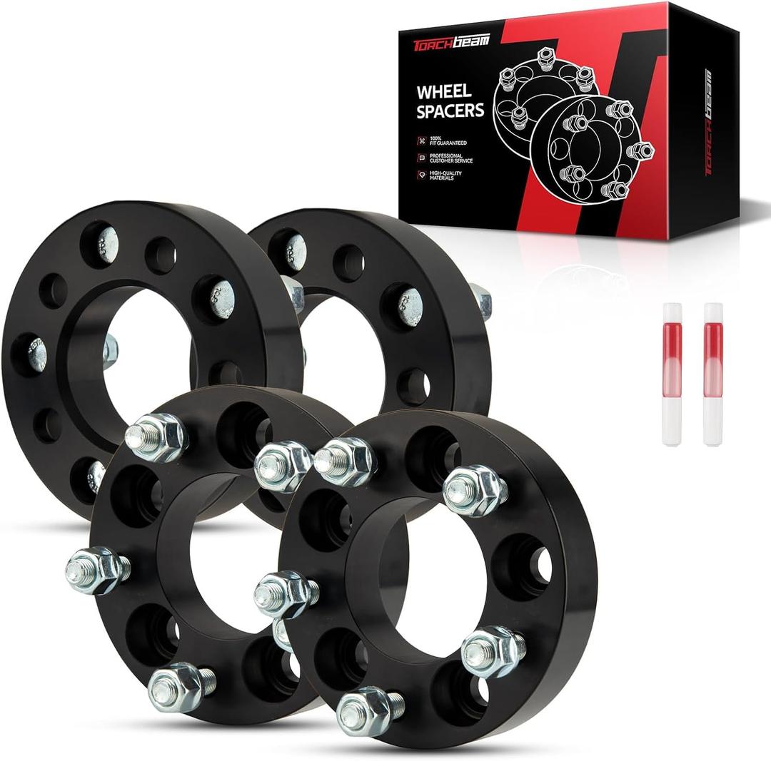 Torchbeam 5x108mm to 5x114.3mm Wheel Adapters 1.25 inch with M12x1.5 Thread Pitch, 73.1mm Hub Bore, 4pcs Adapters for Focus, Fusion, Taurus, Transit Connect, C-Max, Changes Bolt Pattern
