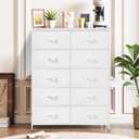 10-Drawer Dresser for Bedroom, Anti-Tip Tall Storage Organizer, 11.8"D x 31.4"W x 45.6"H