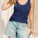 Tankaneo Womens V Neck Tank Tops 2026 Sleeveless Ribbed Knit Shirts Summer Casual Sexy Sweater Vest (M)