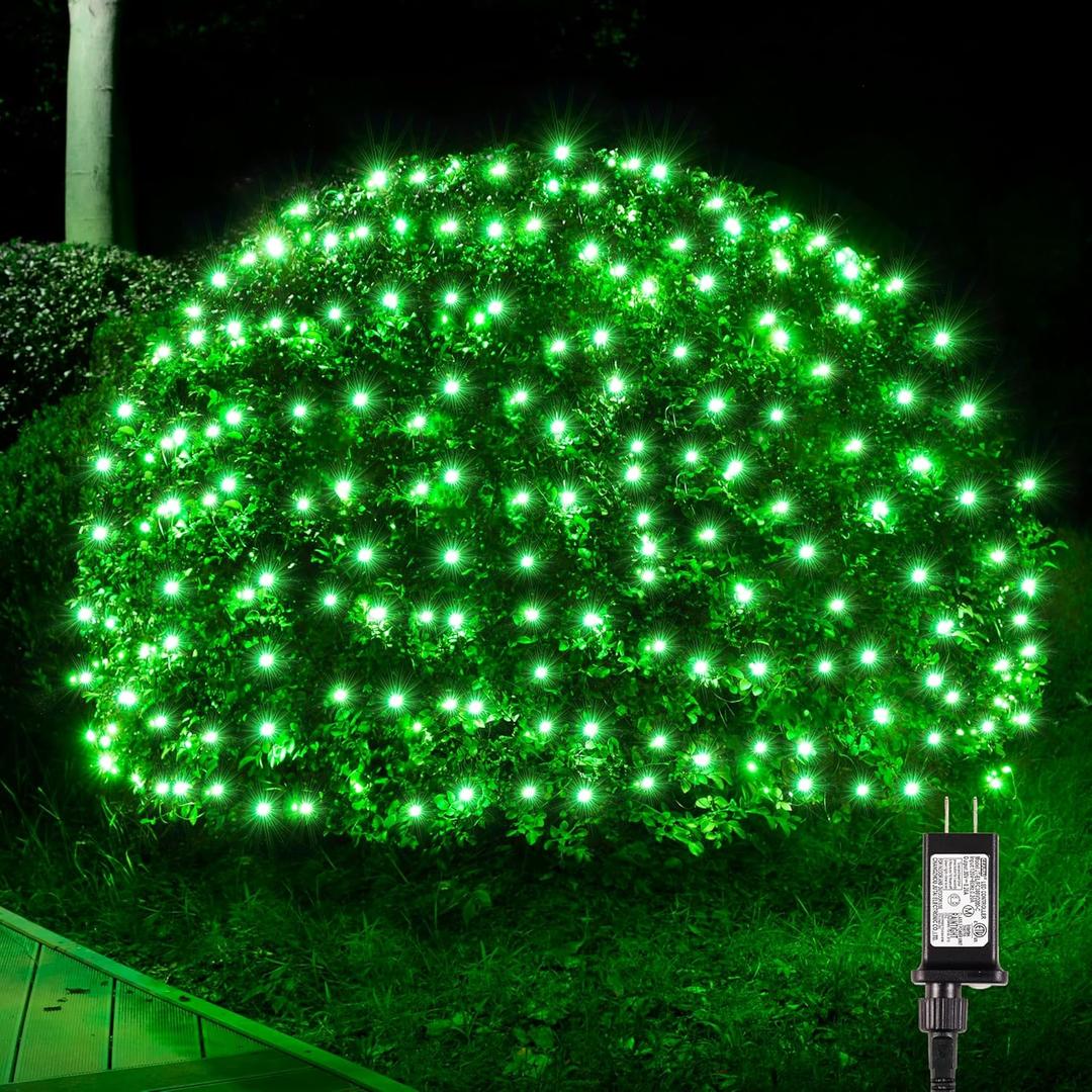 BlcTec Outdoor Christmas Lights 200 LED 8.4ft x 5.2ft Christmas Net Lights with 8 Modes, UL Certified, Timer, Connectable, Waterproof for Trees, Bushes, Shrubs, Yard Outdoor Xmas Decorations, Green