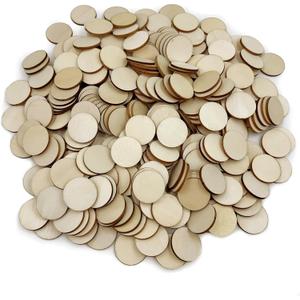 300 Pcs Unfinished Wood Circle Round Disc Blank Natural Wooden Cutout Ornaments for Decoration DIY Craft Art Supplies (Round 1 x 1 x 0.12 inches)