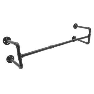 Heavy Duty Wall Mounted Clothes Rack, Black Iron Hanging Rod for Bedrooms Laundry Rooms Decor, Space Saving Garment Organizer for Home/Retail, 176lbs Capacity