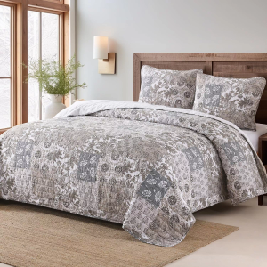 HORIMOTE HOME 100% Cotton Quilt King Size, Soft Bedspread with Floral Pattern Patchwork Quilt Set, Oversized King Vintage Farmhouse Quilt Coverlet for All Season with 2 Pillowshams