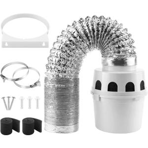 [Upgraded]AMI PARTS TDIDVKZW Indoor Dryer Vent Kit with 4-Inch by 5-Foot Proflex Duct, White, 4 Inch (5 Feet)