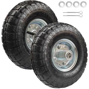 10" Replacement Tire and Wheel 4.10/3.50-4",10 inch Pneumatic Utility Tires for Gorilla Cart, Dolly, Hand Truck, Lawnmower, Garden Wagon with 5/8 Axle Bore Hole - Double Sealed Bearings (2 pack)