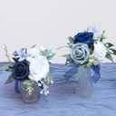 Marriwise Set of 6 Navy Blue Assorted Wedding Flower Centerpieces Pre-Made Mini Bridesmaid Bouquets Artificial Floral Rose Table Decor for Outdoor Beach Wedding Decorations Shower Home Decor