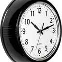Bernhard Products Black Wall Clock Retro Silent Non Ticking 9.5 Inch Round Battery Operated Quality Quartz Easy to Read for Home Kitchen Office Classroom School Clocks Sweep Movement Vintage 