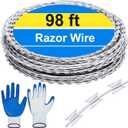 98ft Razor Wire Fencing Concertina Barbed Wire Fence, 18inch D