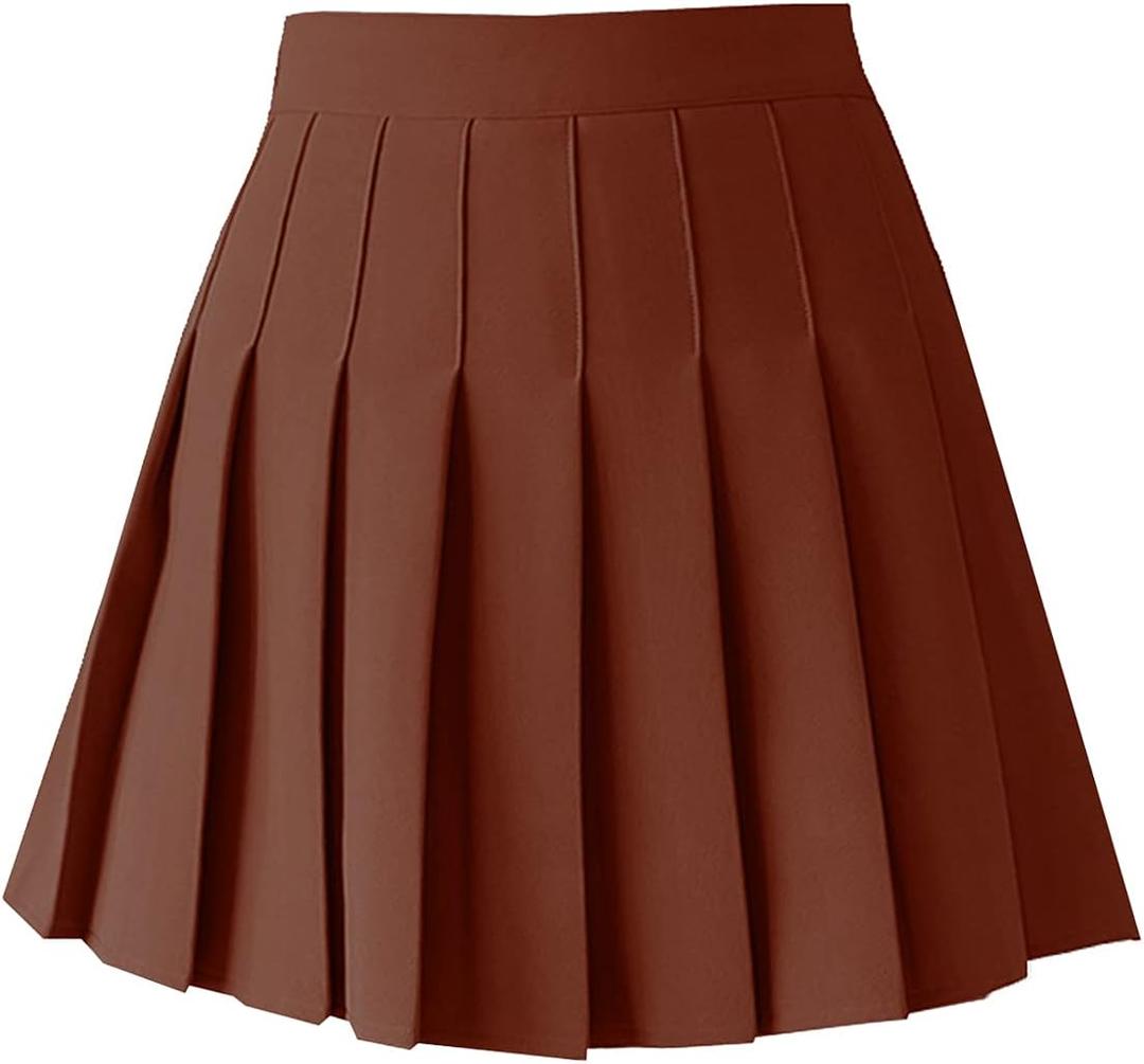 Women's High Waist A-Line Pleated Mini Skirt Short Tennis Skirt, XL