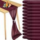Chumia 24 Pack Chiffon Table Runners Romantic Sheer Table Decorations Long Tulle Runner for Wedding Bridal Shower Party Supplies Decor, 118 x 12 Inches (Burgundy)