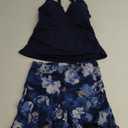 Aleumdr Women's Two Piece Tankini Swimsuit Tummy Control Bathing Suit V Neck Swim Tank Top with Boyshorts, S