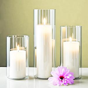 Elegant Ivory White Pillar Candles with Clear Ribbed Glass Holders 24 pcs (12 Unscented Candles+12 Candle Hoders) Perfect for Weddings, Parties, Events, and Home DecorLong-Lasting Burn