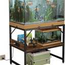 Modern 15 Long Gallon Fish Tank Stand for Home Office, 2-Tier Aquarium Stand with Shelf for Storage, Fish Tank Table 24" x 12" x 21", Ideal for Breeder Tanks, and Reptile Terrariums, Rustic Brown