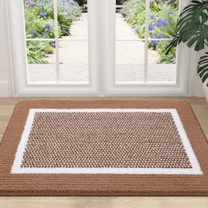 Colorxy Indoor Door Mat, Non-Slip Absorbent Resist Dirt Entrance Mat, Sturdy Low-Profile Inside Floor Mats, Washable Front Entry Doormats for Entryway, 36''x24'', Brown