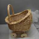 Abaodam Mini Rattan Doll Stroller Miniature Rattan Baskets with Handles for Home Office Table Party Favors Crafts Decoration, 13.78x10.43x7.48 in