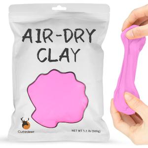 Cutedeer Pink Air Dry Clay, 1.1lb Foam Modeling Clay, Soft Squishy Molding for Kids Adults, Arts & Crafts Project Slime Supplies(1.1lb - 1 Pack, Pink)