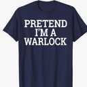 Pretend I'm a Warlock Lazy Halloween Easy Costume T-Shirt Blue, Extra Large