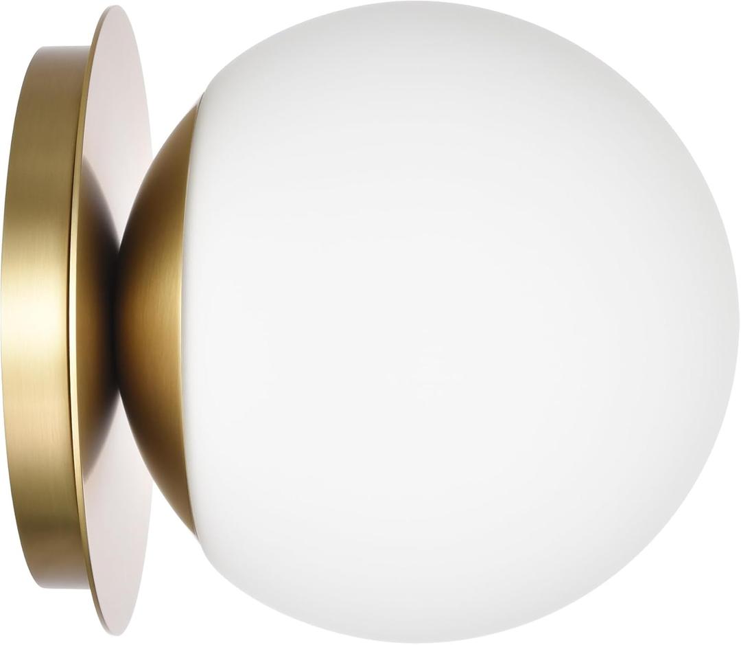 Wall Sconces, 1 Light Modern Globe Sconce in Aged Brass, Wall Light for Bedroom Bathroom Living Room & Hallway Vanity Lighting, Ceiling Light Fixture