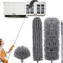 4 Pcs Microfiber Cobweb Duster with 100-inch Extendable Pole, Washable and Reusable Feather Cleaning Duster Kit with 3 Duster Heads,Dusters for Cleaning with Telescopic Pole for High Ceiling Fan