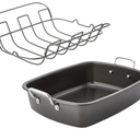 Chicago Metallic Nonstick Roaster with Floating Rack, 18-Inch-by-13-Inch, Black