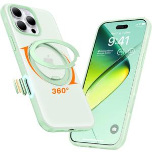 TORRAS Ostand Fitness 360°Rotating Magnetic Stand for iPhone 16 Pro Max Case, [Compatible with MagSafe] [Military-Grade Protection][Enhanced Grip & Slim] Camera Control Button, Mint Green 6.9"