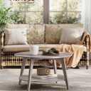 VASAGLE Round Coffee Table, 2-Tier Center Table with Storage, Tapered Legs, 31.5"Dia. x 17.7"H