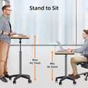 wishacc Rolling Desk Adjustable Height, Mobile Standing Desk on Wheels, Small Portable Sit Stand Laptop Cart, Wood Computer Desk with Cup Holder for Home Office (Extra Large) | XL Bamboo Top, Large Compact Surface, Gas Spring Lifting System, 5-Position Tilting, 4 Lockable Caster, Heavy-Duty Frame
