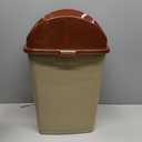 Superio 1.25 Gal Mini Plastic Trash Can with Swing Top Lid Small Waste Bin for Countertop, Desk, Vanity, Bathroom 5 Quart (Beige/Brown)