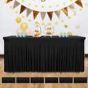 6 Pack Black Table Skirt, 96x30x30 Inch Stretch Spandex Fitted Table Cover for 8ft Rectangle Tables, Washable Wrinkle-Resistant Skirt for Party, Banquet, Wedding Decor
