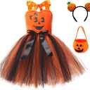 Kids Girls Halloween Costume Beetle Ruffle Tulle Tutu Dress Cosplay Costume Fancy Dress Up Outfit Festival Suit (XL/8-9Y, Black)