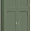Iwell Bathroom Floor Storage Cabinet with 2 Adjustable Shelves & 4 Doors, Freestanding Bathroom Cabinet, Cupboard for Living Room, Entryway, Home Office, Green
