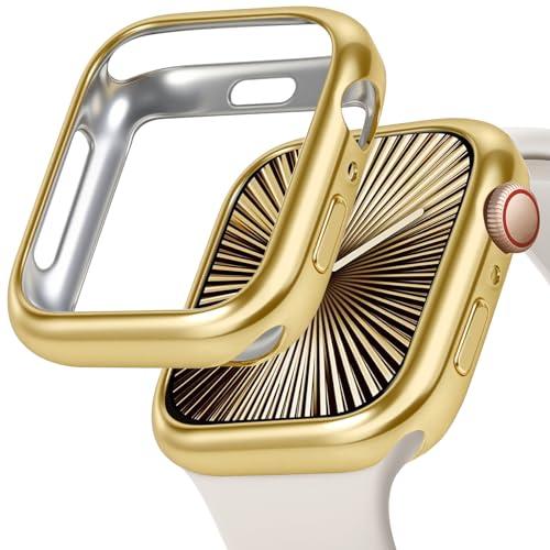 JR.DM 40mm Soft Flexible TPU Case Compatible for Apple Watch Series 6/5/4/SE Touchable Screen Lightweight Anti-Scratch All-Around Protector Thin Guard Shockproof Cover Shiny Bumper for iWatch, Gold