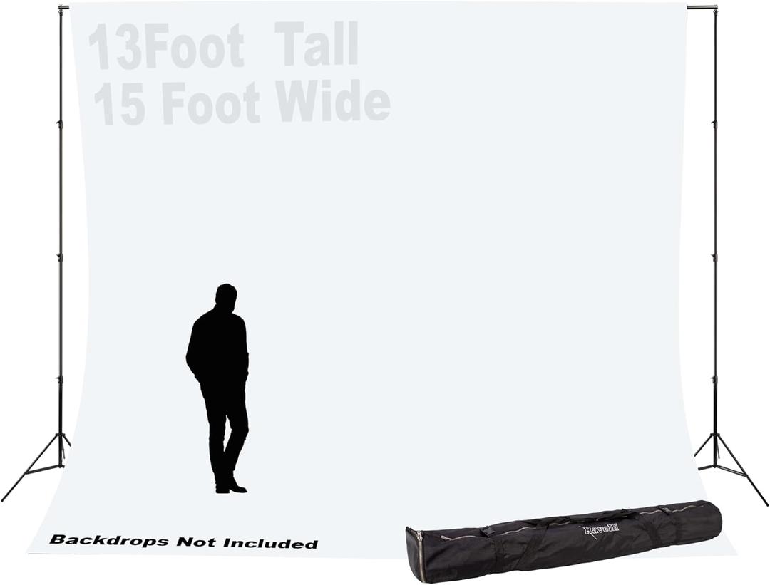 Ravelli ABSL Heavy Duty Photo Video Backdrop Stand Extra Large at 13' Tall and 15' Wide Also can be Dual Air Cushioned 13' Light Stands or use for Banner, Balloon Arch, Projector Screen, Room Divider
