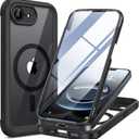 Miracase Magnetic for iPhone 16e Case Full-Body Phone with Built-in Glass Screen Protector, [Compatible with MagSafe] Military Drop Proof 16E Cover Bumper 6.1 inch, Black