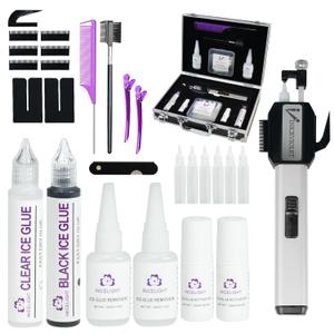 V Light Hair Extension Kit, Professional UV Light Bonding Tool Set with 30g Glue & Remover, No Heat Hair Extensions Kit for Salon & DIY Use (Black)