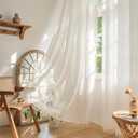 Setaback Boho Curtains 96 Inches Cotton Linen for Bedroom Living Room with Tassels, Bohemian Chic Drapes Pair Soft Linen Fabric Semi Sheers Light Filtering Texture, 52" W x 96" L, White, Pack-2