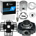 Tupo 44mm 60cc Big Bore Cylinder Head Piston Ring Gasket Top End Rebuild Kit Compatible with Yamaha PW50 PW 50 Y-Zinger 1981-2023, QT50 1979-1987, YT60 Tri-Zinger YT 60 1984-1985
