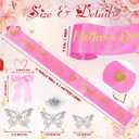 Zeyune 114 Pcs Mother's Day Ribbon and Flower Bouquet Accessories Includes 2 in x 5 Yard Glitter Happy Mother's Day Satin Ribbon, Silver Butterflies, Bow & Rhinestone Pins for Gift Wrapping Birthday