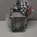 Metal Christmas Vintage Candle Lanterns with Led Light,Plaid Ribbon Decorative Hanging Lantern for Indoor Outdoor Decorations Party Gift, Christmas Porch Decor,WOKEISE